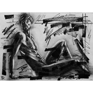 charcoal acrylic paint sketch-Brad Kenny Untitled 58 painting