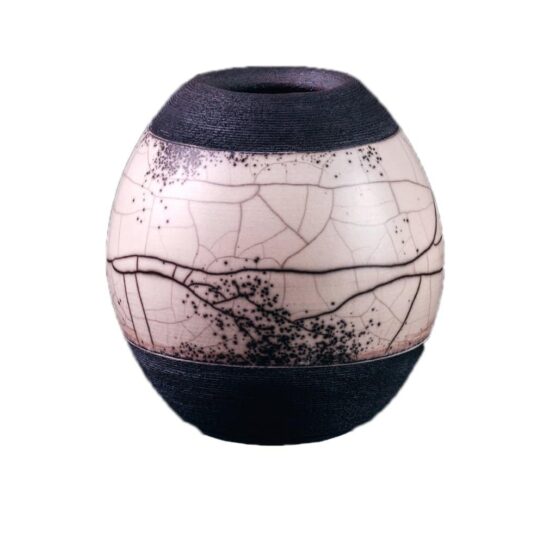Naked Raku Large Vase Black & White Ceramics Home Decor